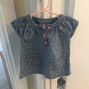 Carters girls 12 months blue anchor tunic top